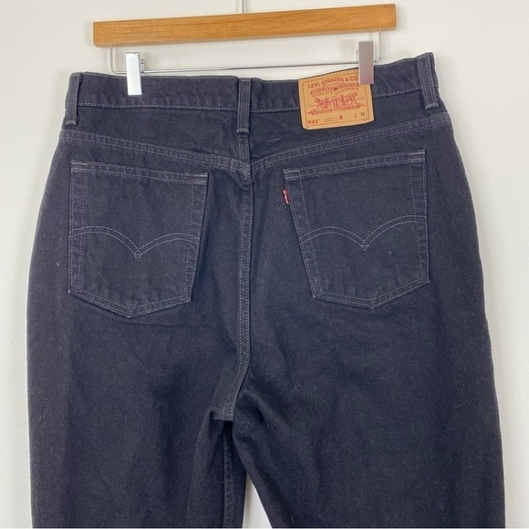 VINTAGE 90s LEVI’S 521 Tapered Fit Tapered Leg Black High Waisted Mom Jeans 18 - Picture 2 of 9
